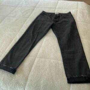 Princess Polly high rise straight leg black jeans with cuff hem. Size 6 (US)